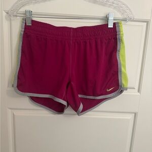 Nike Women's Fuchsia and Lime Athletic Shorts
